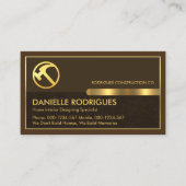 Carte De Visite Outils Or Sur Les Couches Brown Cadre Or (Devant)