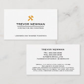 Carte De Visite Outils ORANGE de menuisier de construction (Devant / Derrière)