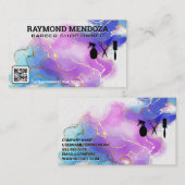 Carte De Visite Outils Salon | Code QR | Aquarelle Gold Foil (Devant / Derrière)