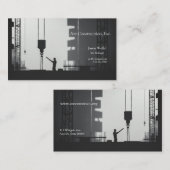 Carte De Visite Ouvrier de construction avec grue (Devant / Derrière)
