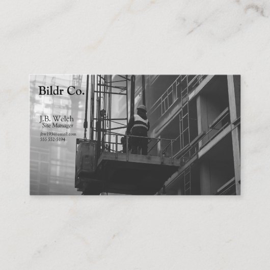 Carte De Visite Ouvrier de construction sur plate-forme de grue (Devant)