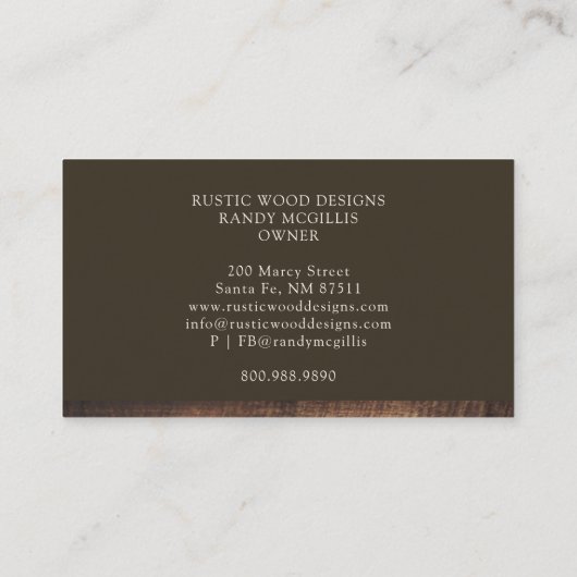 Carte De Visite Ouvrier de menuiserie rustique moderne (Dos)