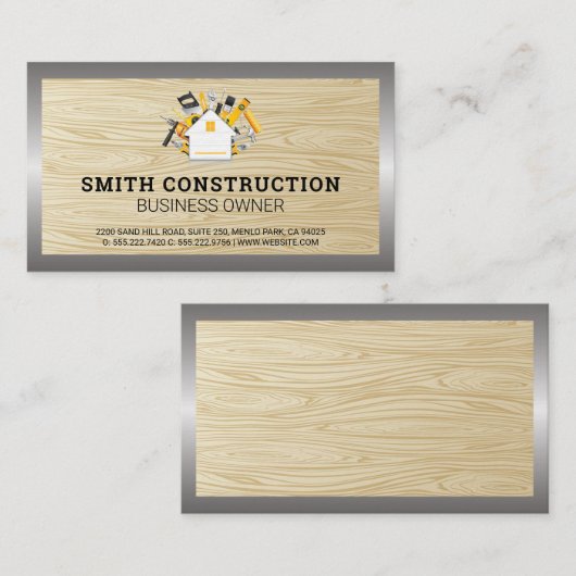 Carte De Visite Ouvrier du bâtiment | Arrière - plan de grains de  (Devant / Derrière)