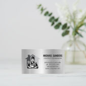 Carte De Visite Ouvrier du bâtiment | Arrière - plan métallique (Debout devant)