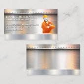 Carte De Visite Ouvrier du bâtiment | Brossé métallique | Rivets (Devant / Derrière)