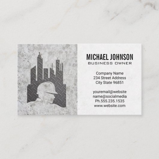 Carte De Visite Ouvrier du bâtiment | Logo du bâtiment en acier (Devant)