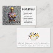 Carte De Visite Ouvrier du bâtiment | Motif de tôles d'acier (Devant / Derrière)