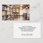 Carte De Visite Ouvrir le logo du livre | Arrière - plan de biblio (Devant / Derrière)