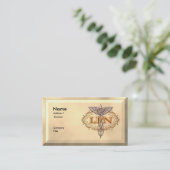 Carte De Visite Oval Cuivre Caduceus LPN Infirmière (Debout devant)