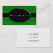 Carte De Visite Oval Obsidian sur Green Damask (Devant / Derrière)