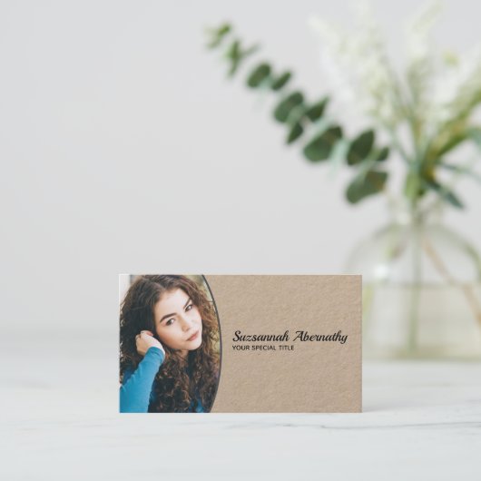 Carte De Visite Oval Professional Photo QR Code Nanny (Debout devant)