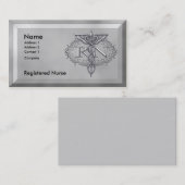 Carte De Visite Oval Silver Caduceus RN Nurse (Devant / Derrière)