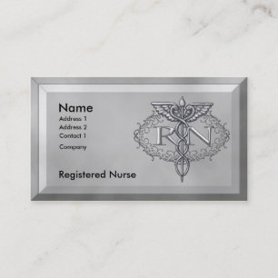 Carte De Visite Oval Silver Caduceus RN Nurse