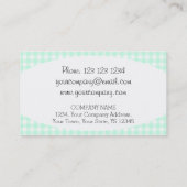 Carte de visite ovale Aqua En vichy Check (Dos)