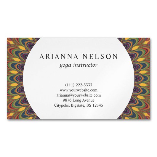 Carte de visite ovale de Bohème de mandala (devant)