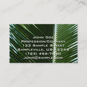 Carte De Visite Overlapping Palm Fronds Tropical Green Abstract