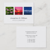 Carte De Visite Oversize 3 photos ou logo blanc gris moderne chic (Devant / Derrière)