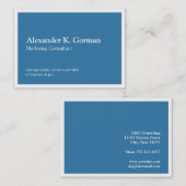 Carte De Visite Oversize blanc bordure solide colbalte bleu classi (Devant / Derrière)