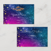 Carte De Visite OVNI dans la galaxie bleu violet (Devant / Derrière)