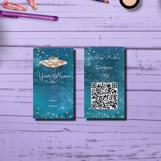Carte De Visite OVNI - galaxie artistique - code QR