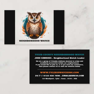 Carte De Visite Owl Design, Neighborhood Community Watch