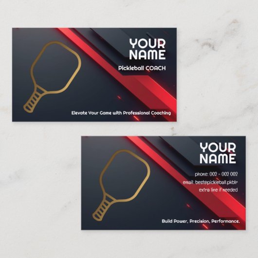 Carte De Visite Own text, Precision Play Pickleball Coach (Devant / Derrière)