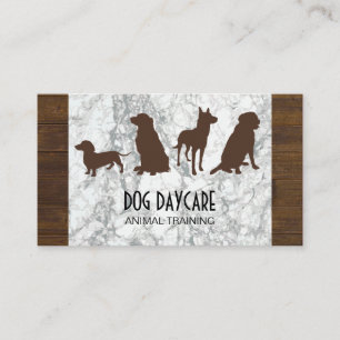Carte De Visite Pack Canine   Entraînement de chien Marbre de bois
