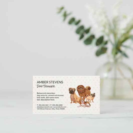 Carte De Visite Pack chien | Motif de points Polka (Debout devant)