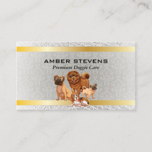 Carte De Visite Pack chien   Services animaux   Modèle de Damas d'