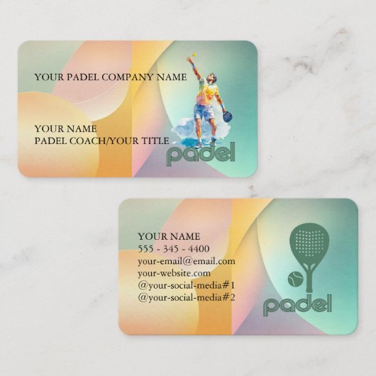Carte de visite Padel - Style vibrant Padel 2 (Devant / Derrière)