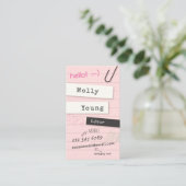 Carte De Visite Page rose de carnet (Debout devant)