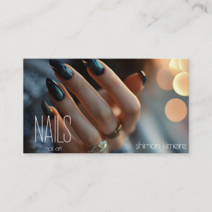 Carte De Visite Pailletage Noir Fondu Nail Art 