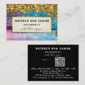 Carte De Visite *~*   Pailleté AP49  Bois rustique QR Bois vieilli (Devant / Derrière)