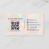 Carte de Visite Pailletée Or Opale QR Code Coiffeu (Dos)