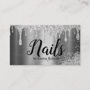 Carte de visite Paillettes Argent Modern Nails