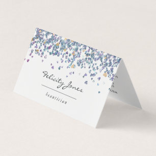 Carte De Visite Paillettes de cœur holographique faux