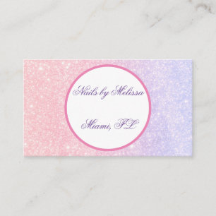 Carte De Visite Paillettes de nom personnalisé rose mignon