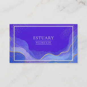 Carte De Visite Paillettes de vague dorée bleue abstraite moderne 