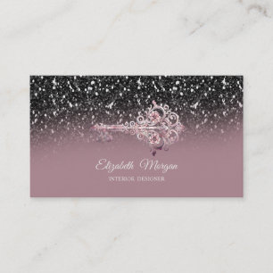 Carte De Visite Paillettes de vernis noir Kay vintage
