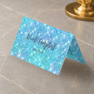 Carte De Visite Paillettes fausses bleu aqua fantaisistes