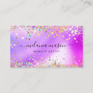 Carte De Visite Paillettes holographiques modernes Maquilleuse Vio
