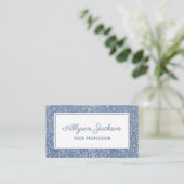 Carte de visite Paillettes Léopard Bleu Poussière (Debout devant)