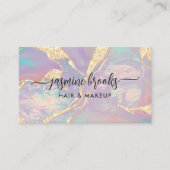 Carte De Visite Paillettes Or Violet Pastel Iridescent (Devant)