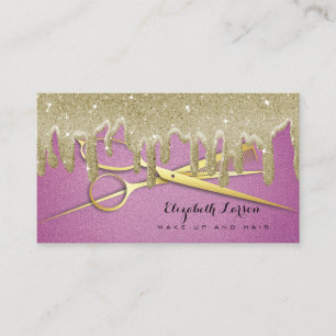 Carte De Visite Paillettes roses coulantes Coiffeur Salon de beaut