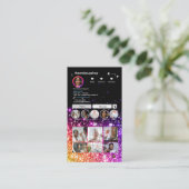 Carte De Visite Paillettes Violettes | Code QR Instagram (Debout devant)