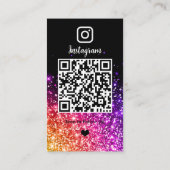 Carte De Visite Paillettes Violettes | Code QR Instagram (Dos)