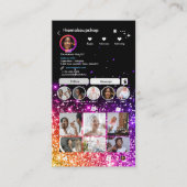 Carte De Visite Paillettes Violettes | Code QR Instagram (Devant)