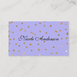 Carte De Visite Paillettes violettes et orées Points de confettis