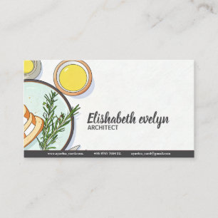 Carte De Visite Pain Artisanal de Style Dessin Animé & Herbes 6j
