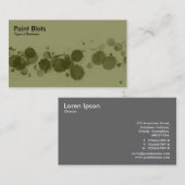 Carte De Visite Paint Blots - Dk Olive sur Khaki (Devant / Derrière)